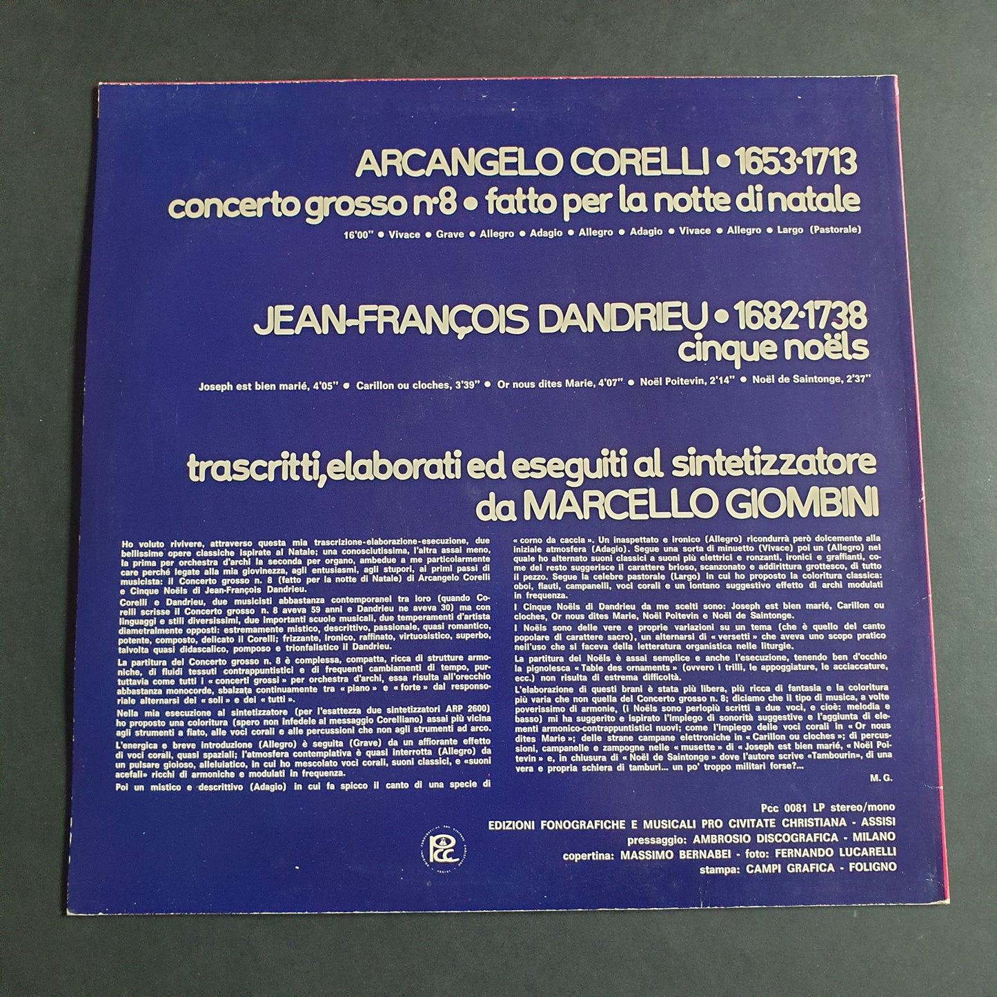 MARCELLO GIOMBINI / CORELLI / DANDRIEU - Concerto Grosso n 8 / Cinque Noëls