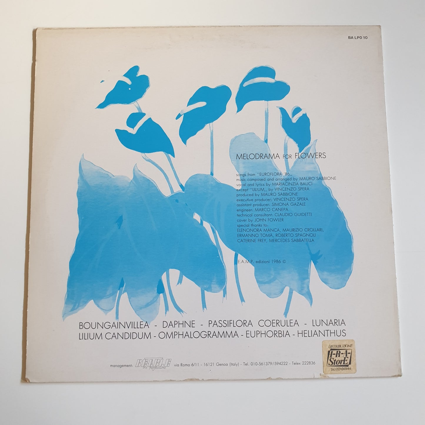 MAURO SABBIONE & MARIACINZIA BAUCI - Melodrama For Flowers