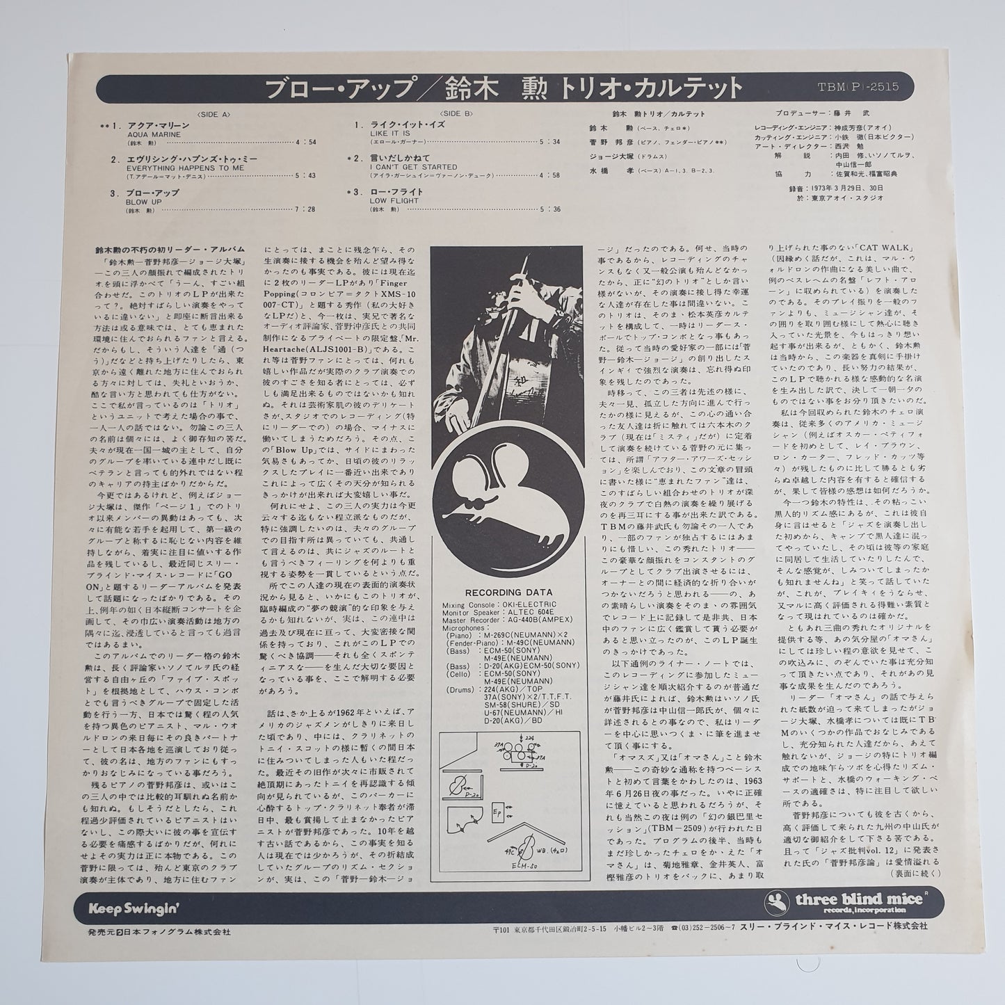 ISAO SUZUKI TRIO / QUARTET - Blow Up