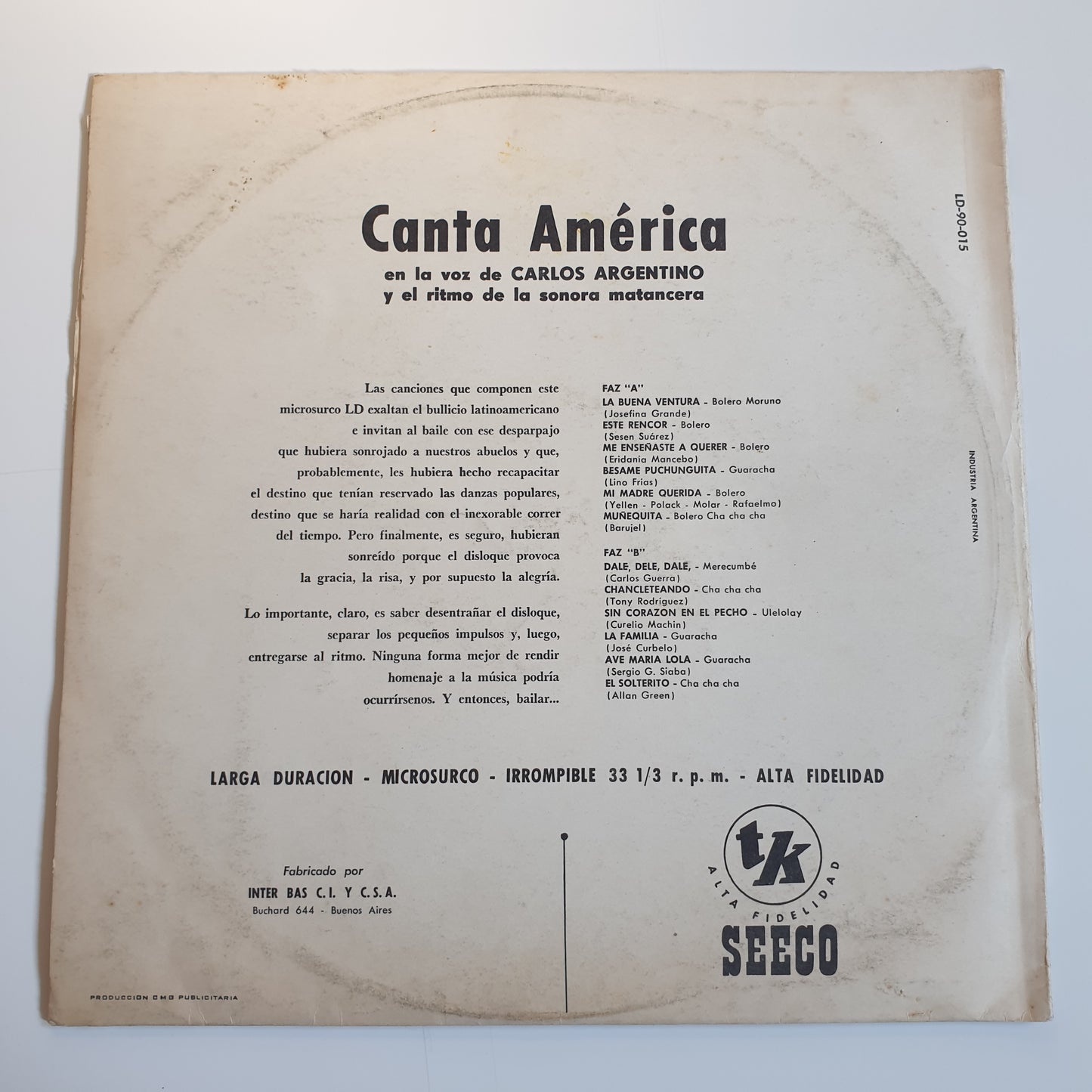 CARLOS ARGENTINO Y EL RITMO DE LA SONORA MATANCERA - Canta América