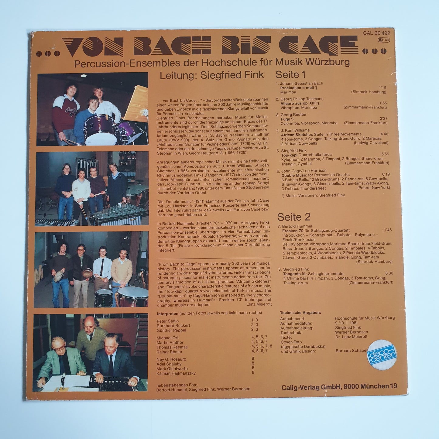 WÜRZBURGER PERCUSSION ENSEMBLES - Von Bach Bis Cage