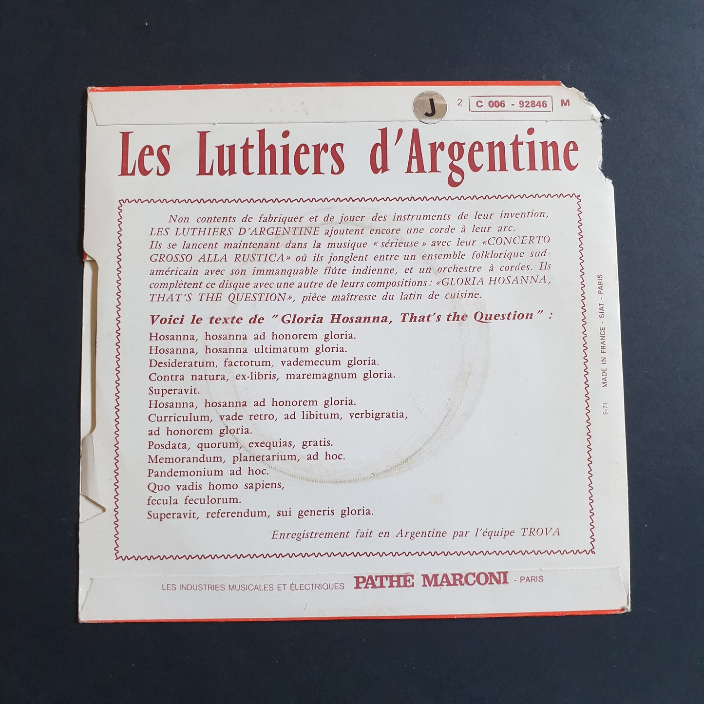 LES LUTHIERS D'ARGENTINE - Concerto Grosso Alla Rustica