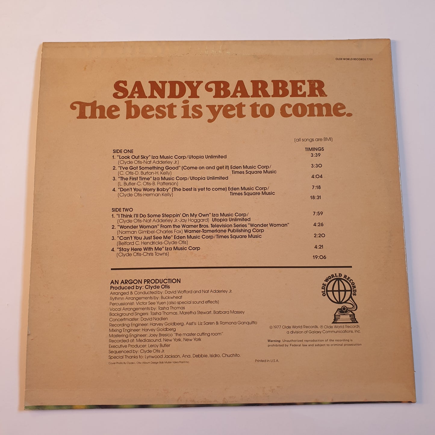 SANDY BARBER - The Best Is Yet To Come