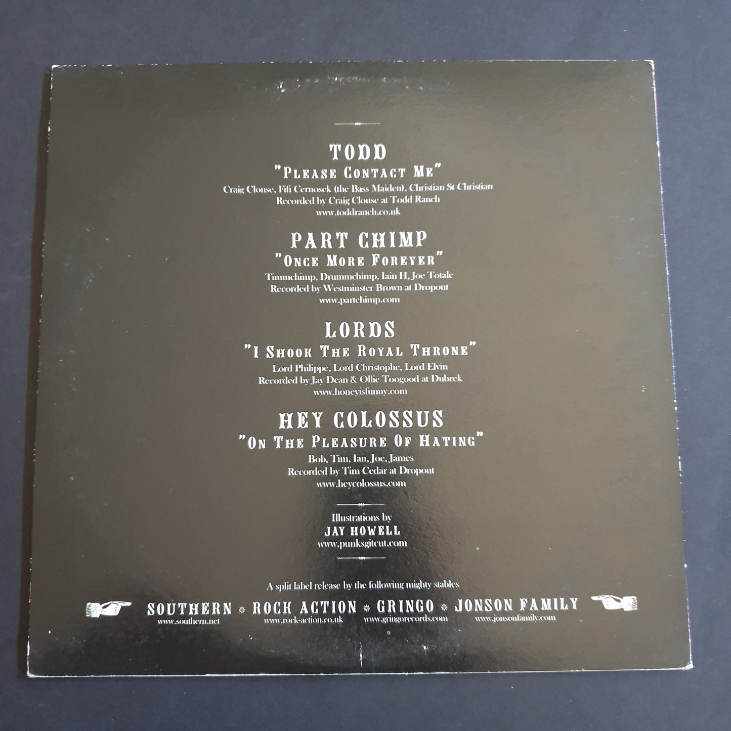 TODD / PART CHIMP / LORDS / HEY COLOSSUS - Split 10"