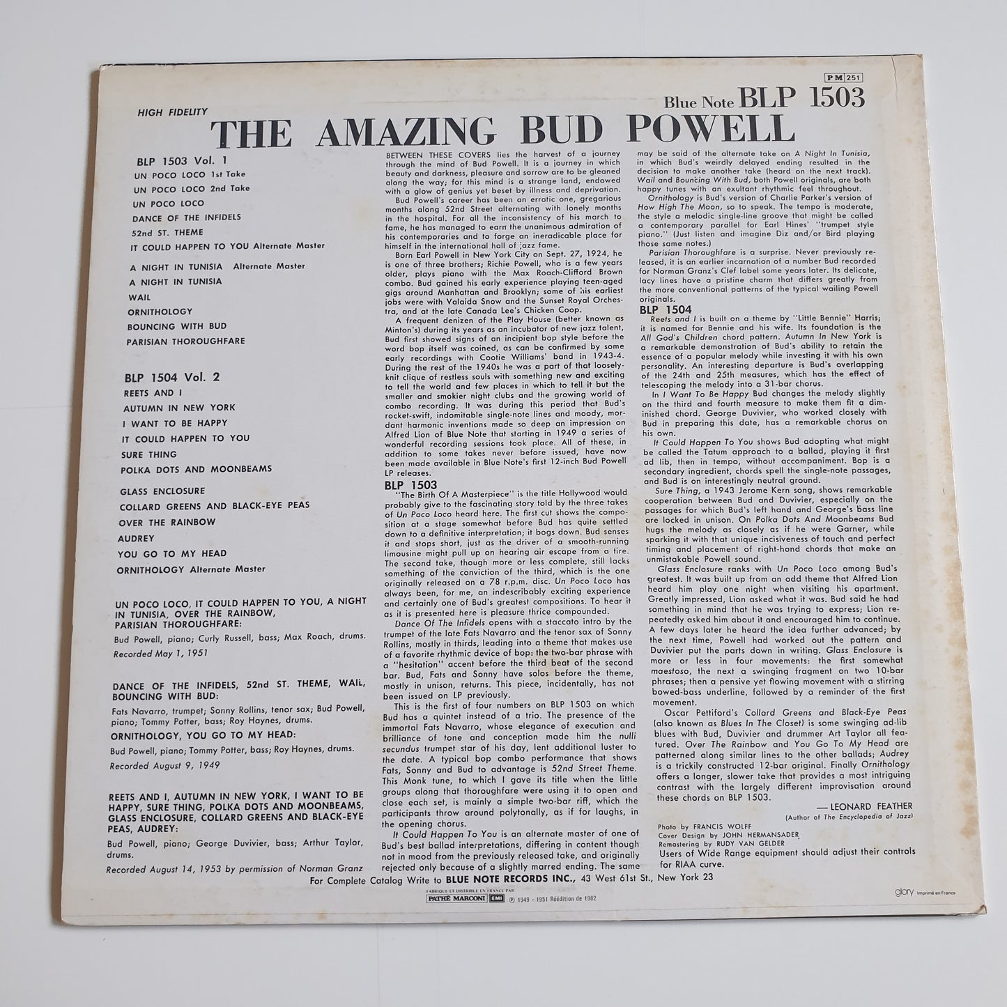 BUD POWELL - The Amazing Bud Powell Volume 1